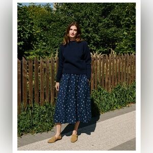 NWOT Not Perfect Linen Sion Gathered Skirt in Midnight Rose Size M/L